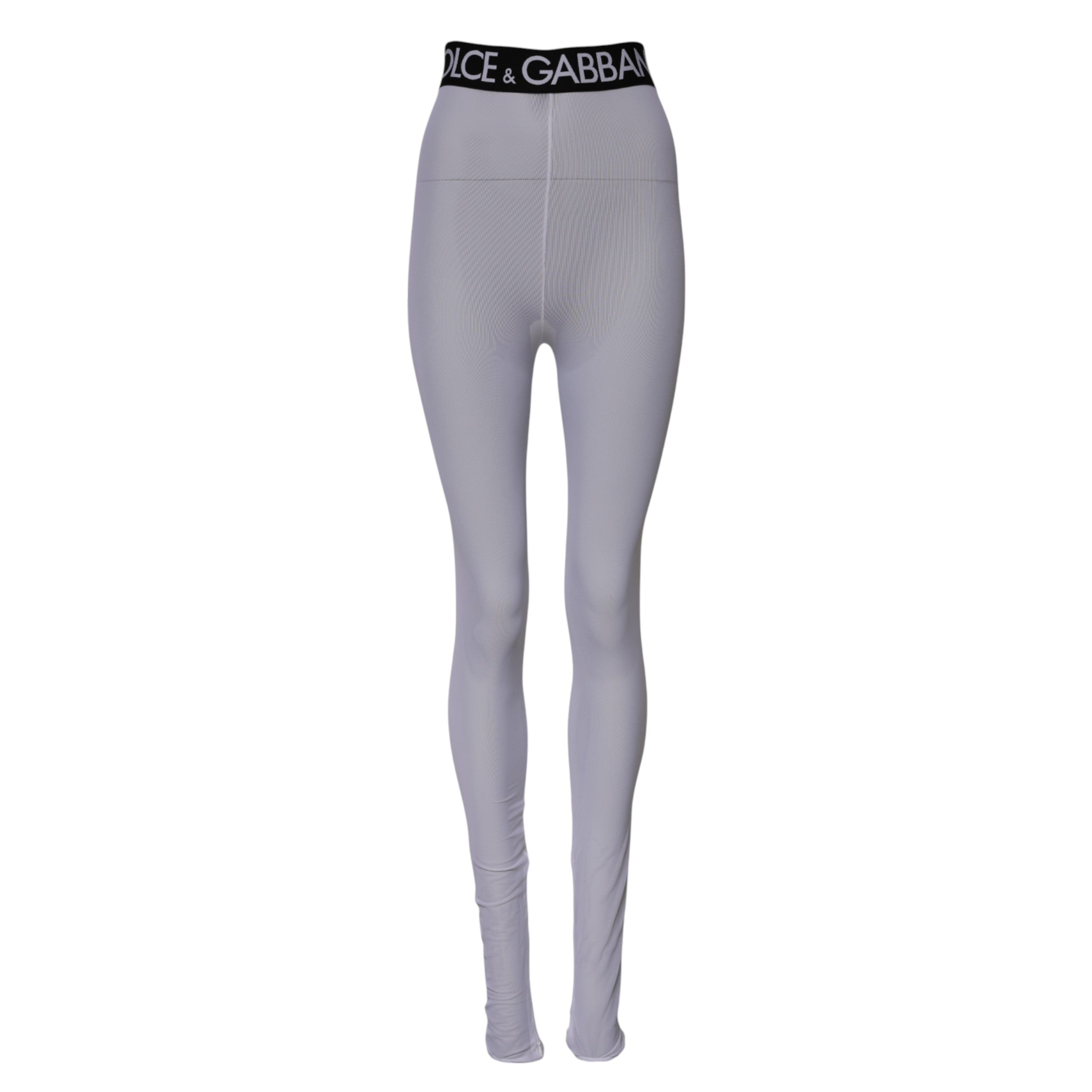 Dolce & Gabbana Gray Nylon DG Logo Mid Waisted Leggings Pants