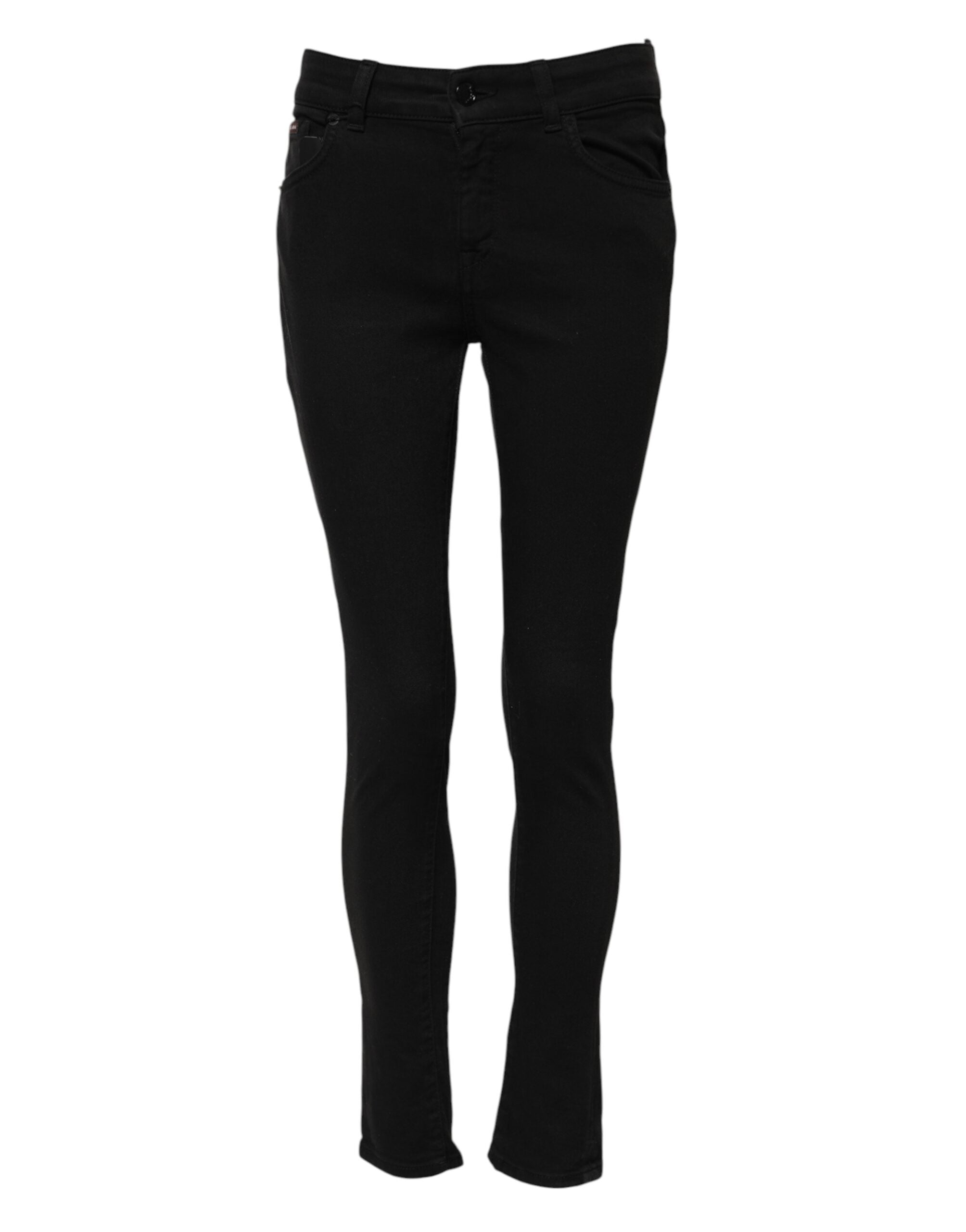 Svarta skinny jeans med medelhög midja i bomull