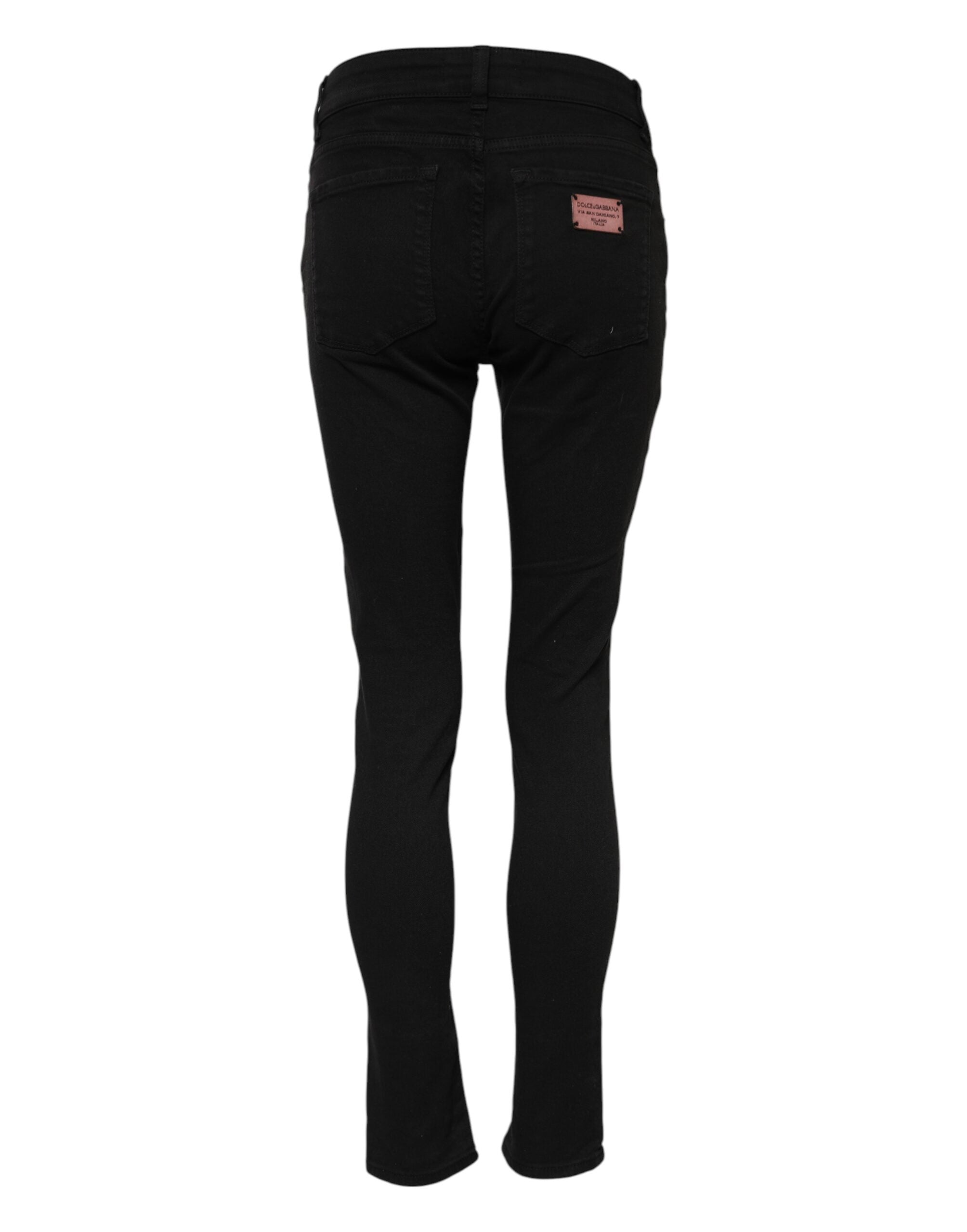 Svarta skinny jeans med medelhög midja i bomull