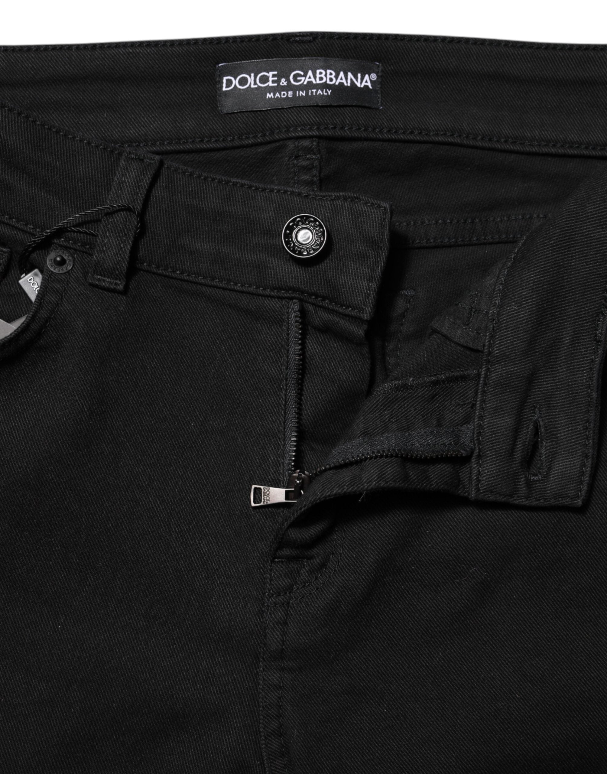 Svarta skinny jeans med medelhög midja i bomull