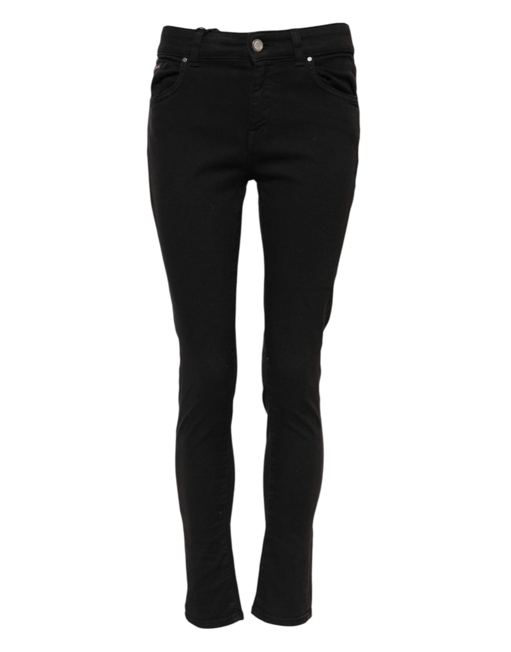 Svarta skinny jeans med medelhög midja i bomull