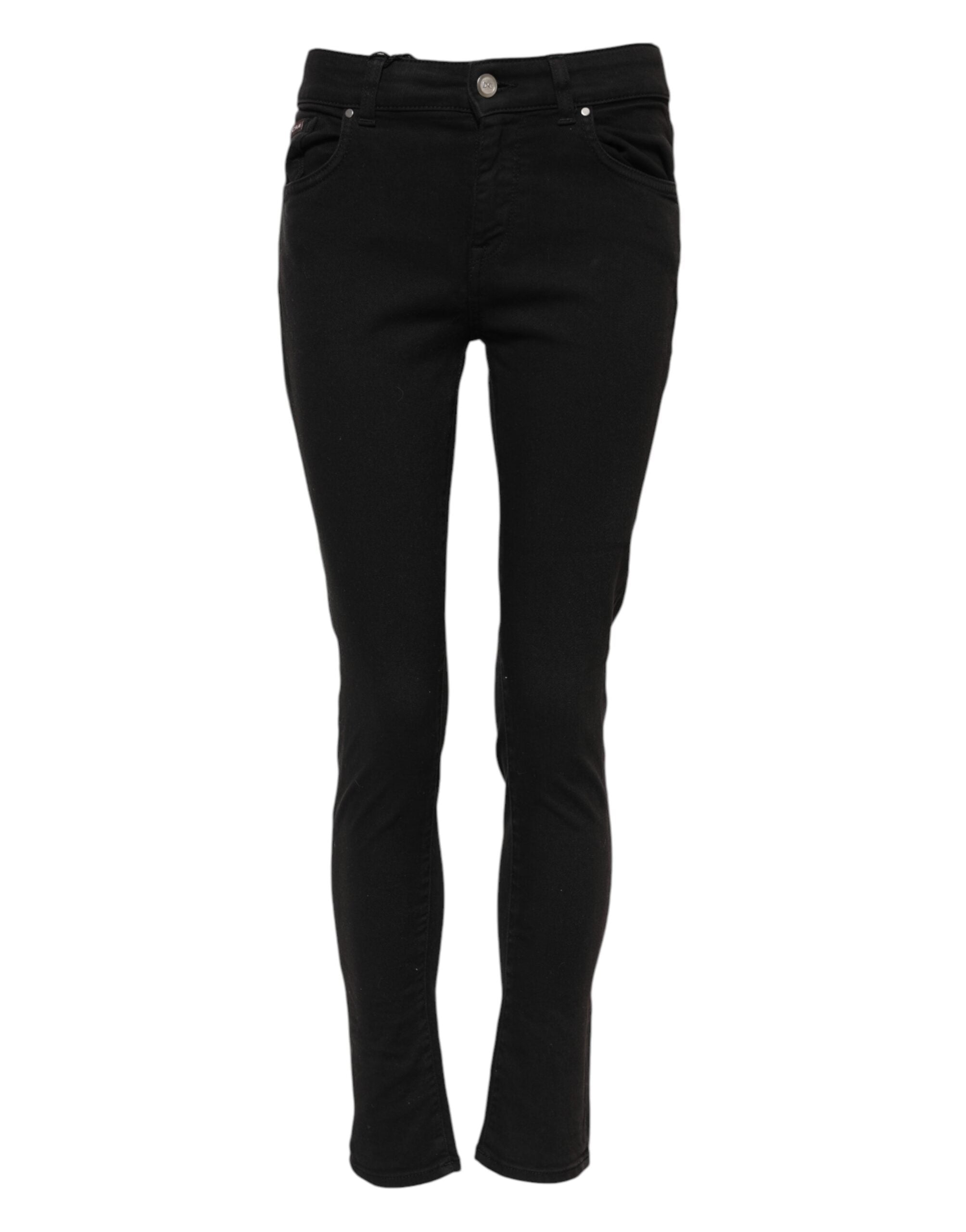 Svarta skinny jeans med medelhög midja i bomull