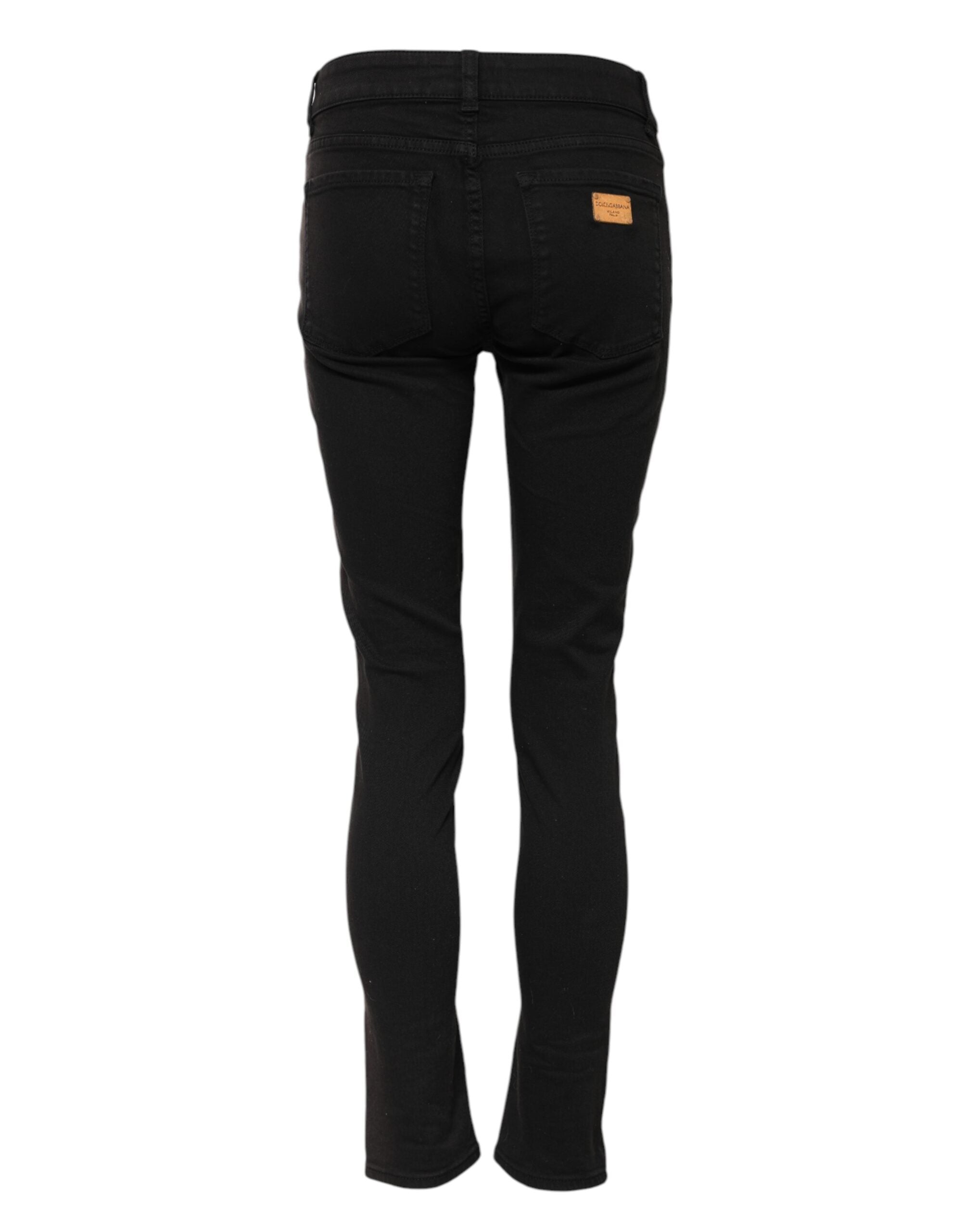 Svarta skinny jeans med medelhög midja i bomull