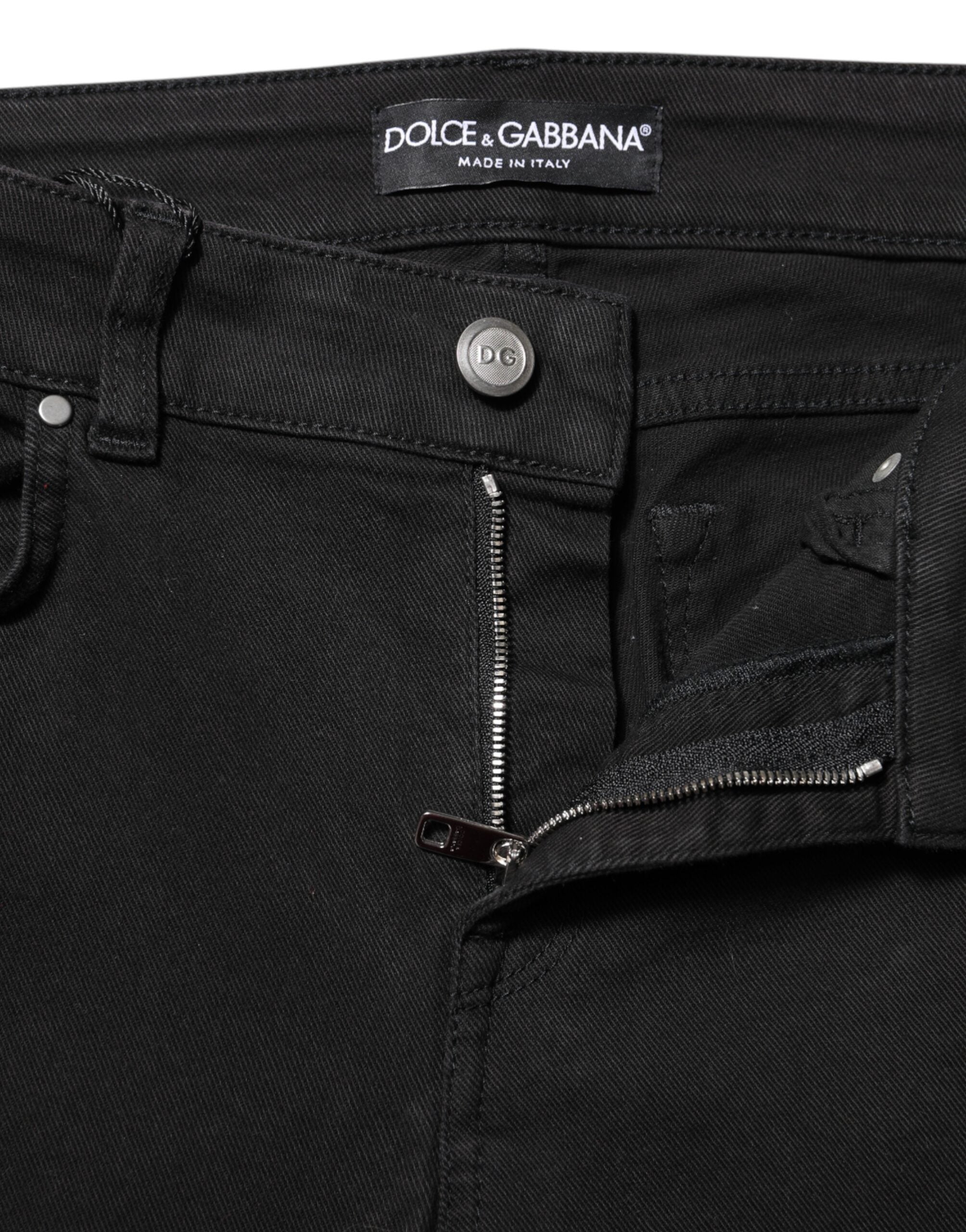 Svarta skinny jeans med medelhög midja i bomull