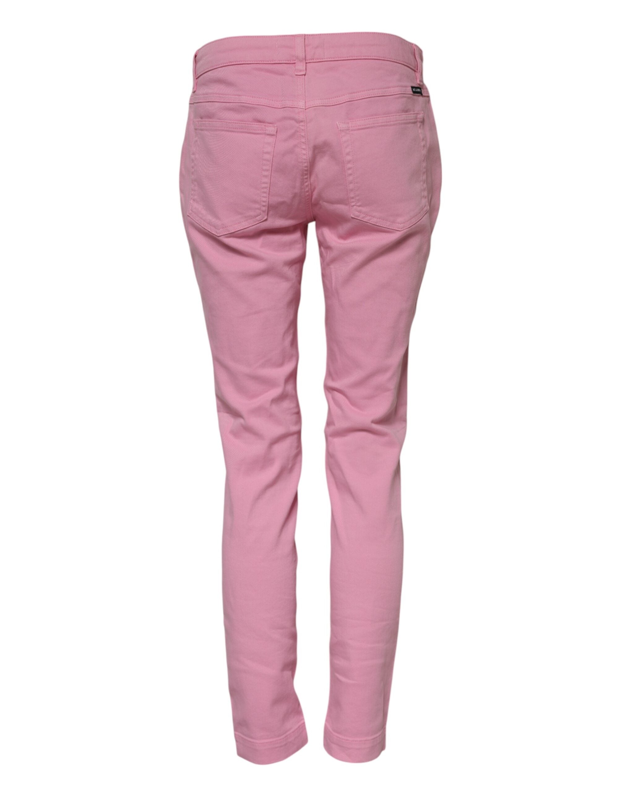 Rosa bomullsfrisk skinny denimjeans