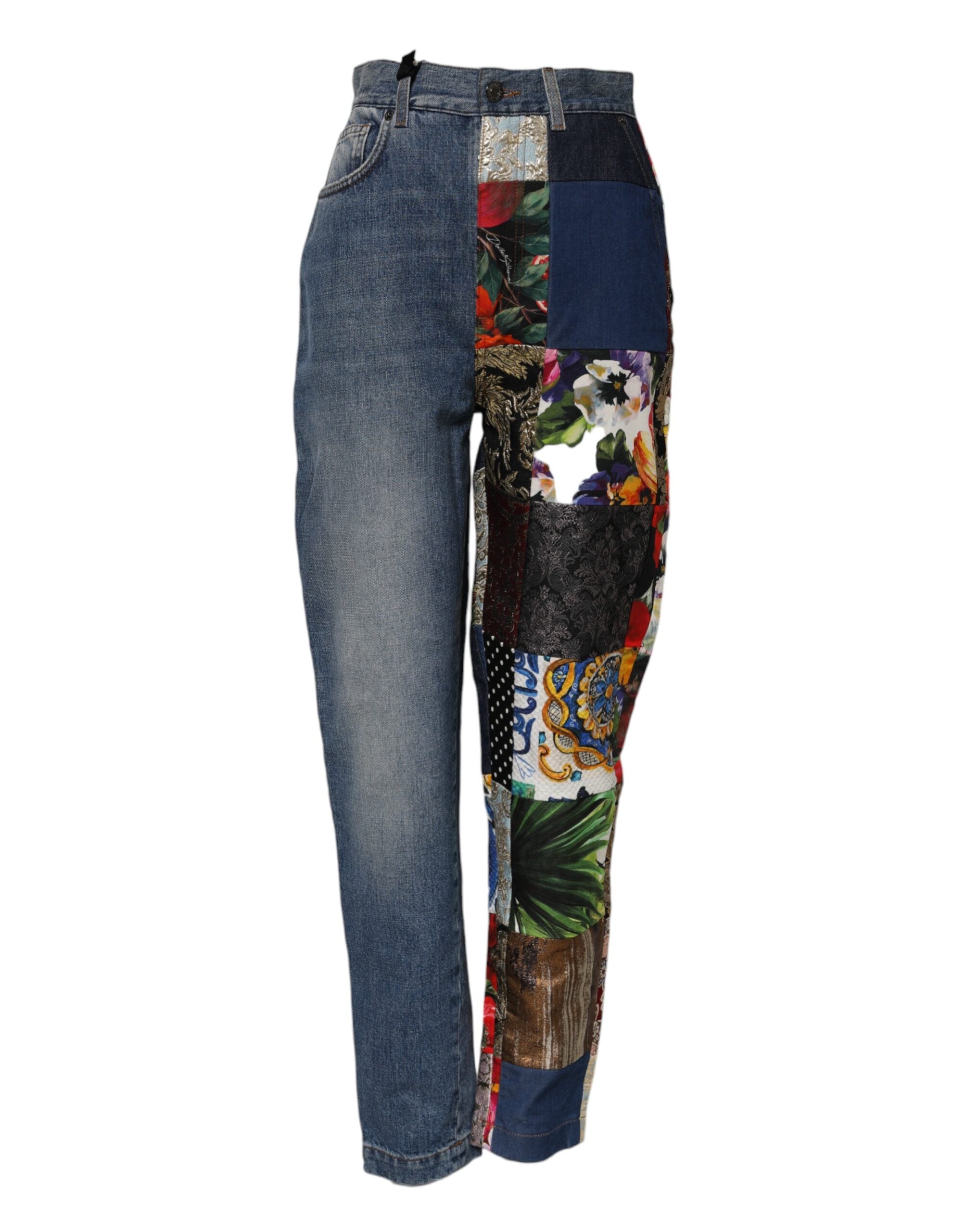 Blå AMBER Patchwork-jeans med hög midja