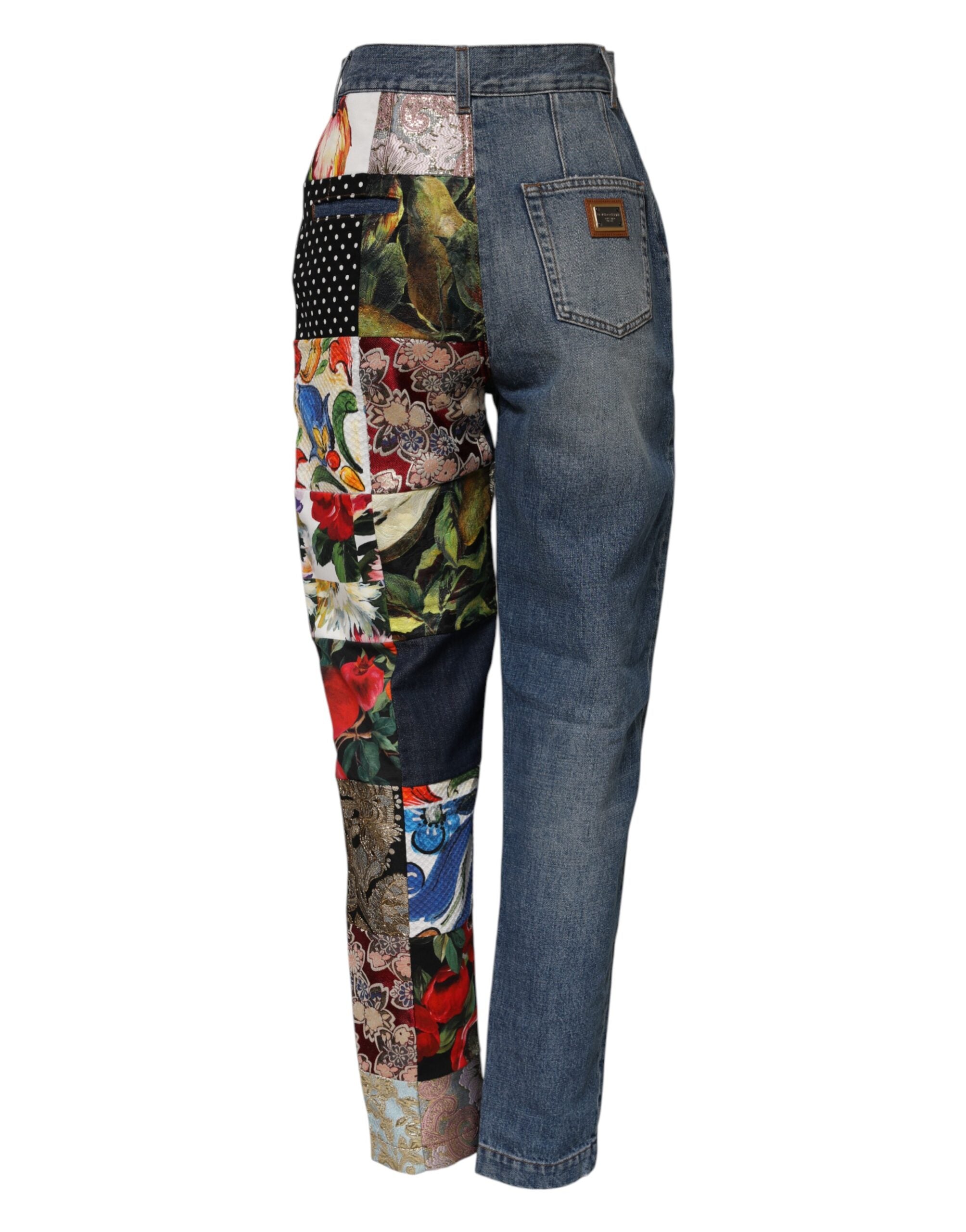 Blå AMBER Patchwork-jeans med hög midja