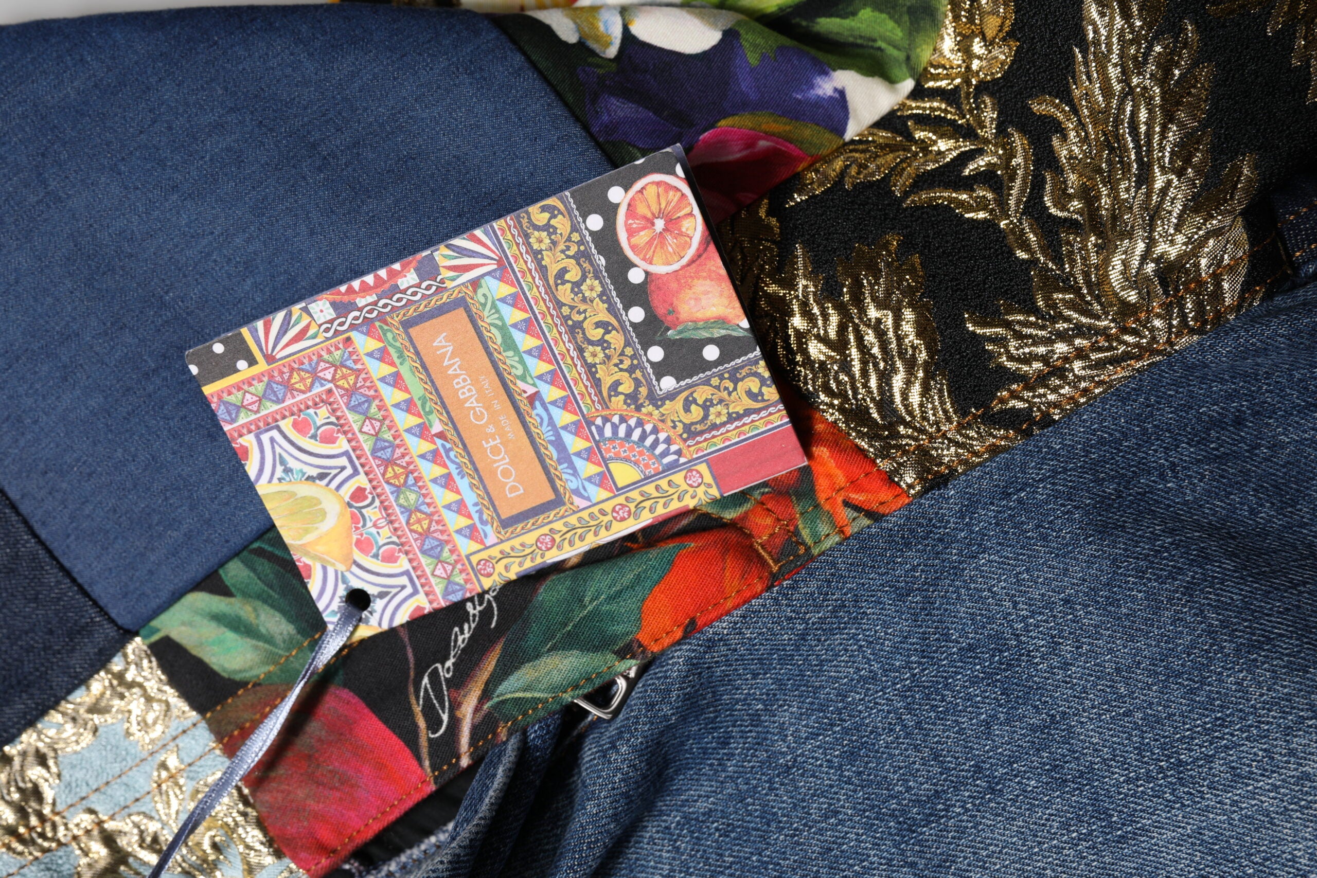 Blå AMBER Patchwork-jeans med hög midja