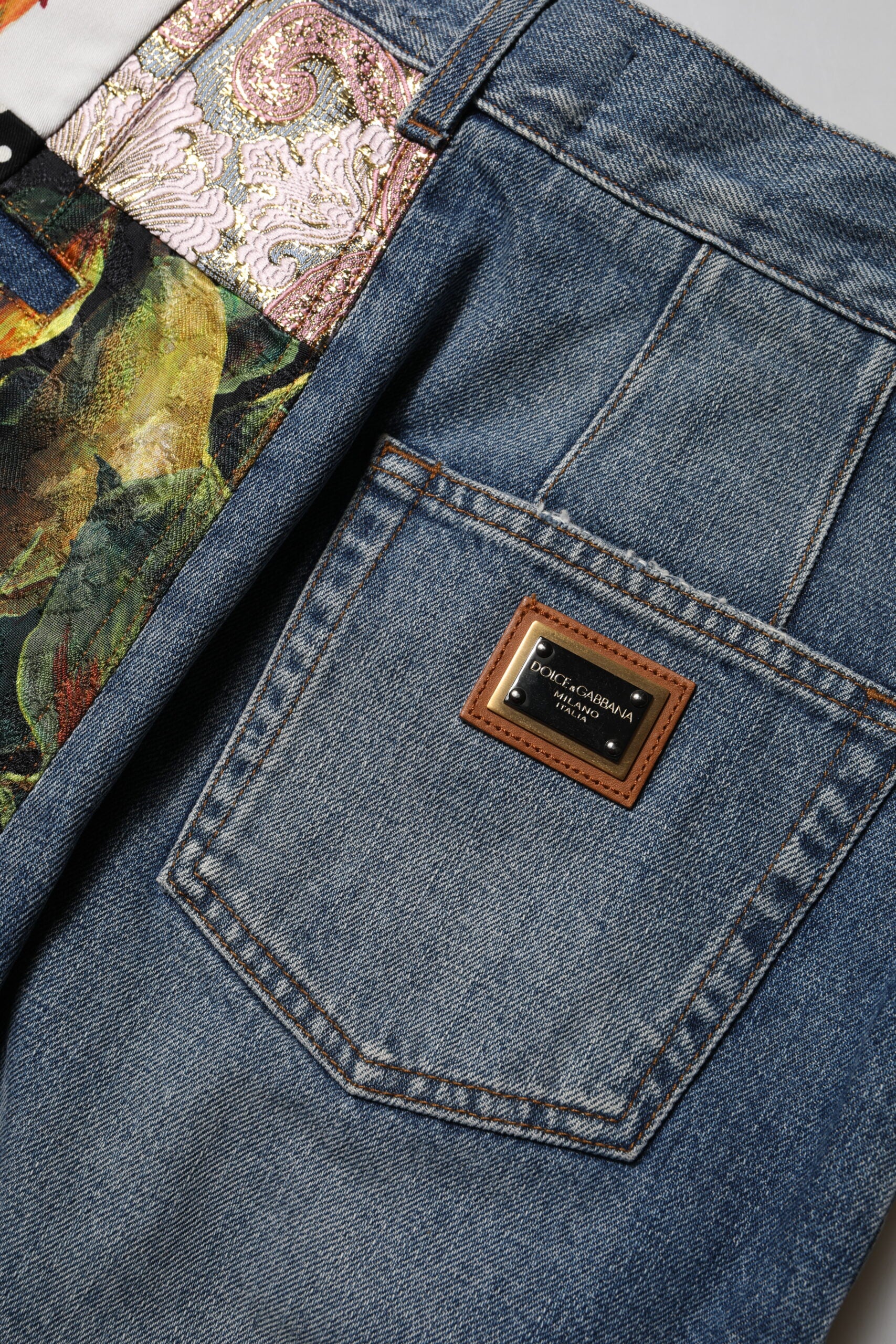 Blå AMBER Patchwork-jeans med hög midja