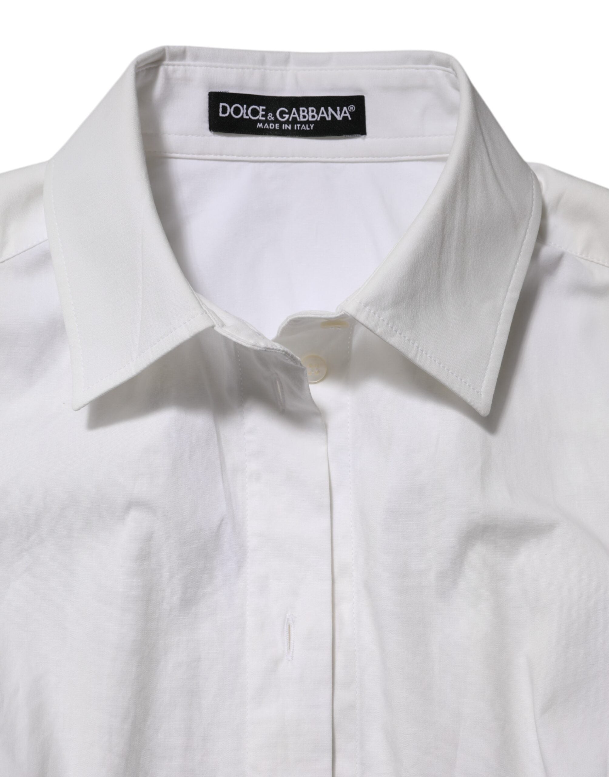 Dolce & Gabbana White Cotton Collared Long Sleeves Top Shirt