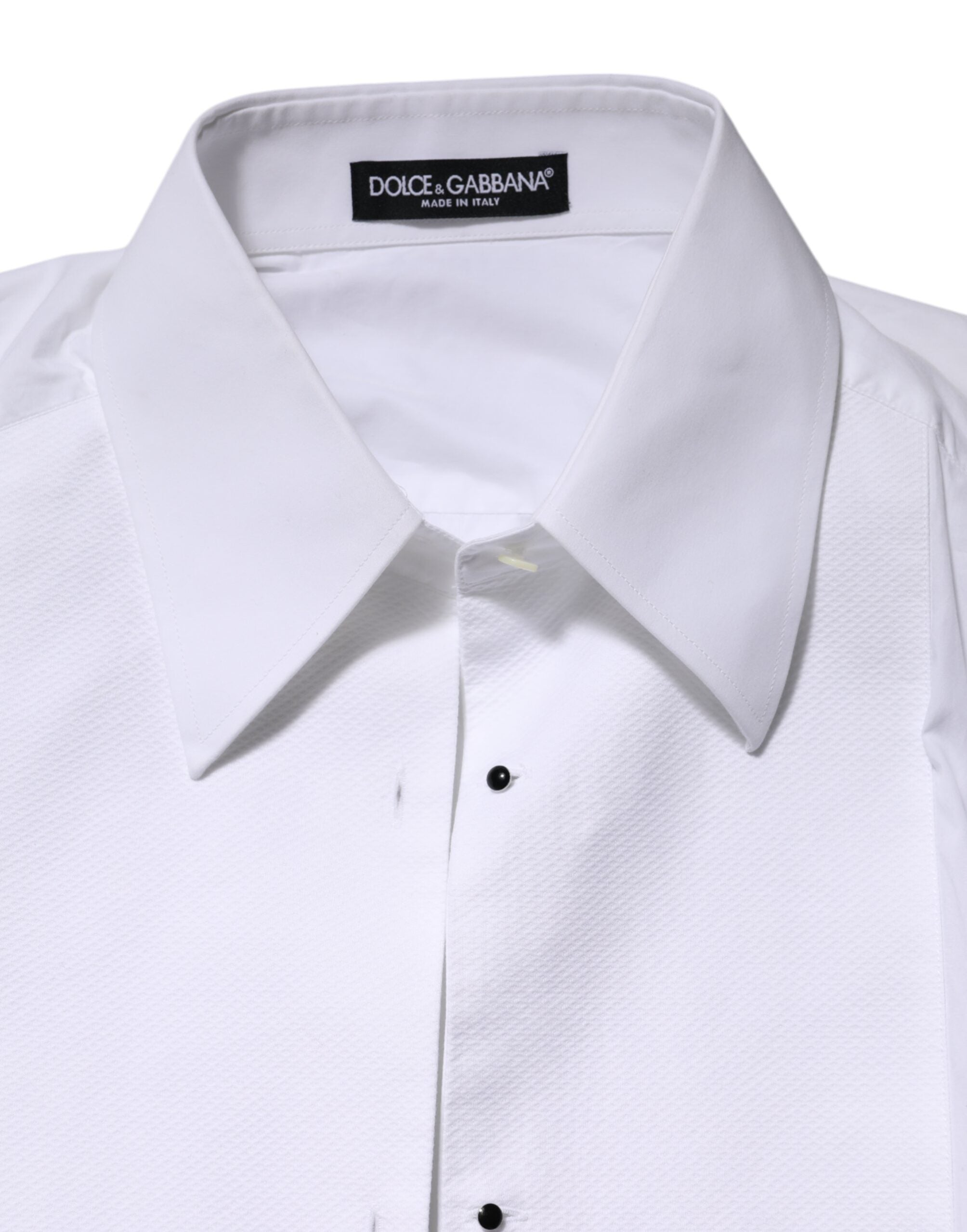 Dolce & Gabbana White Cotton Long Sleeves Collared Top Shirt