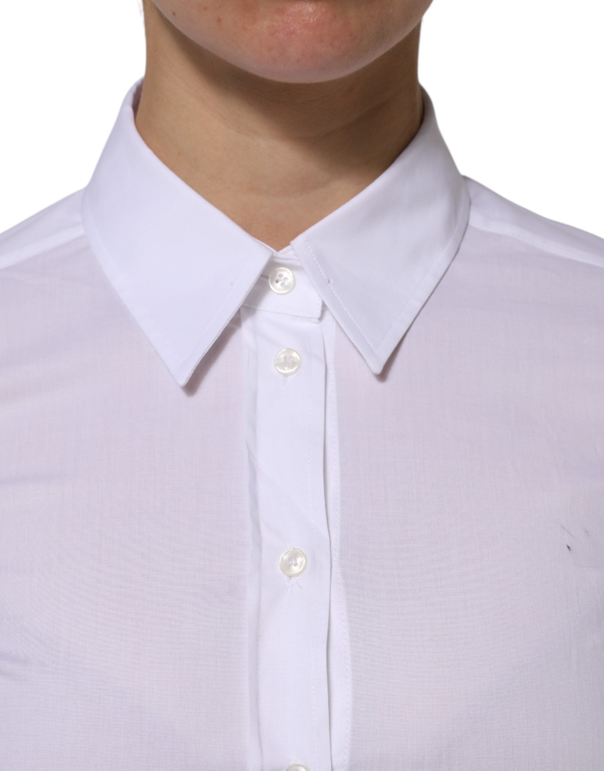 Dolce & Gabbana White Cotton Collared Long Sleeves Top Shirt