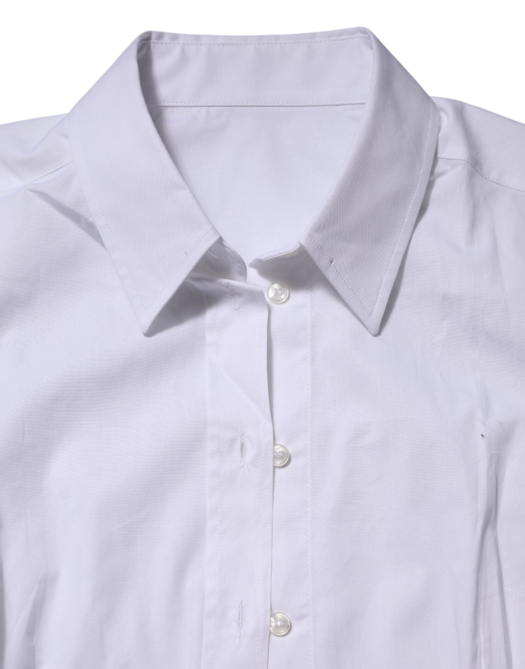 Dolce & Gabbana White Cotton Collared Long Sleeves Top Shirt