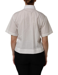 Dolce & Gabbana White Cotton Short Sleeves Collared Top Shirt