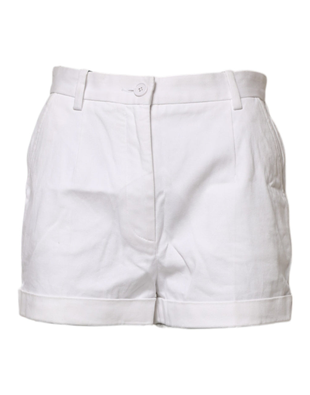 Hvite bomulls-bermudashorts for kvinner med medium midje