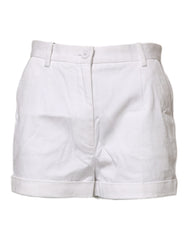 Dolce & Gabbana White Cotton Mid Waist Women Bermuda Shorts