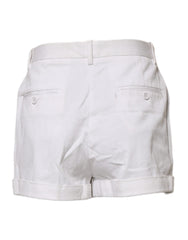 Dolce & Gabbana White Cotton Mid Waist Women Bermuda Shorts