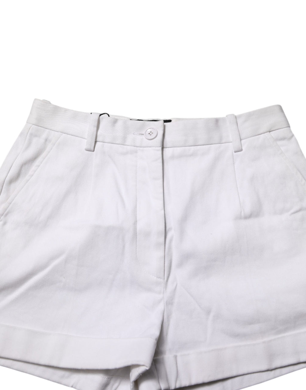Hvite bomulls-bermudashorts for kvinner med medium midje