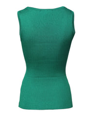 Dolce & Gabbana Green Silk Sleeveless Round Neck Tank Top