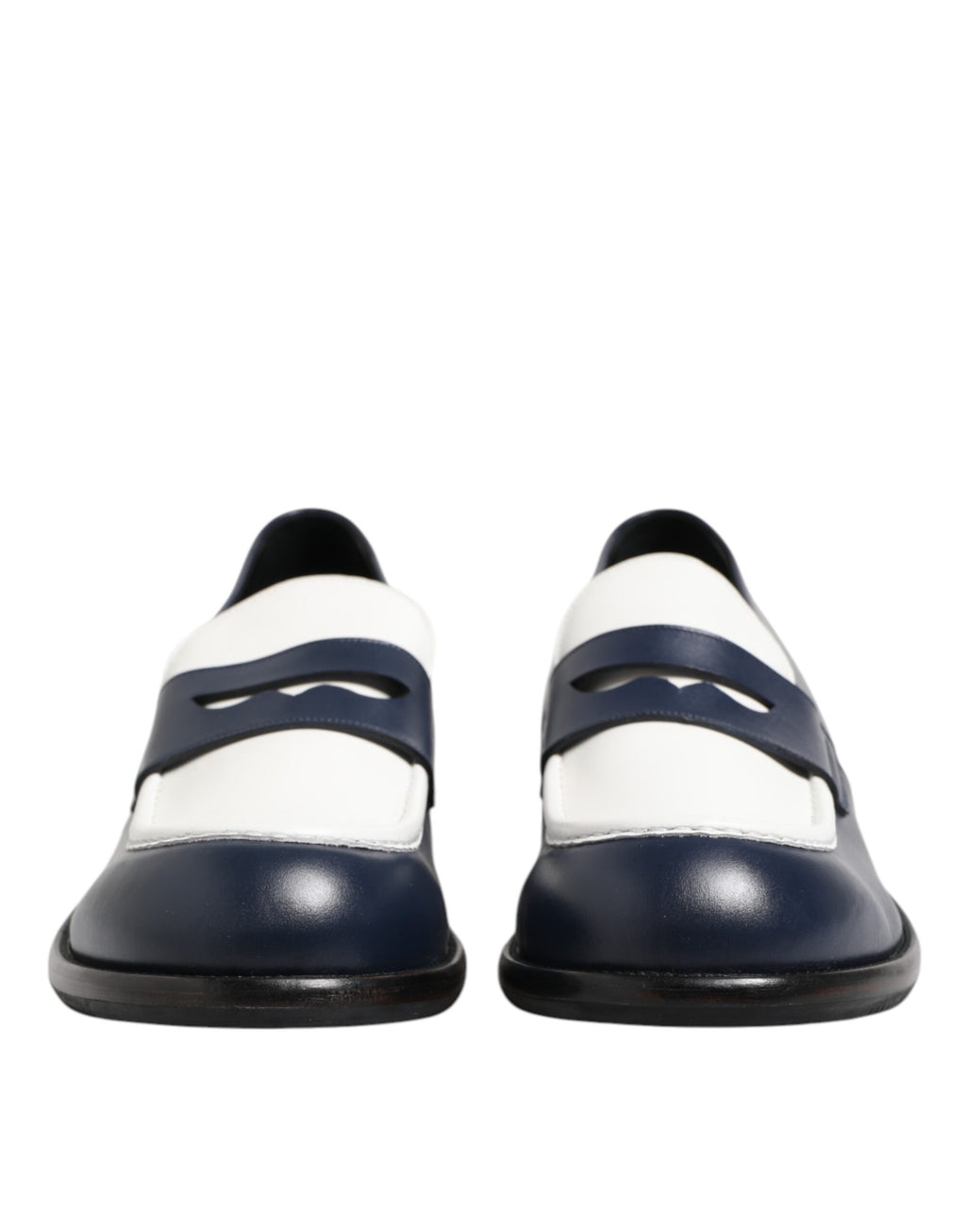Svarta Vita Läder Slip On Loafers Herrskor