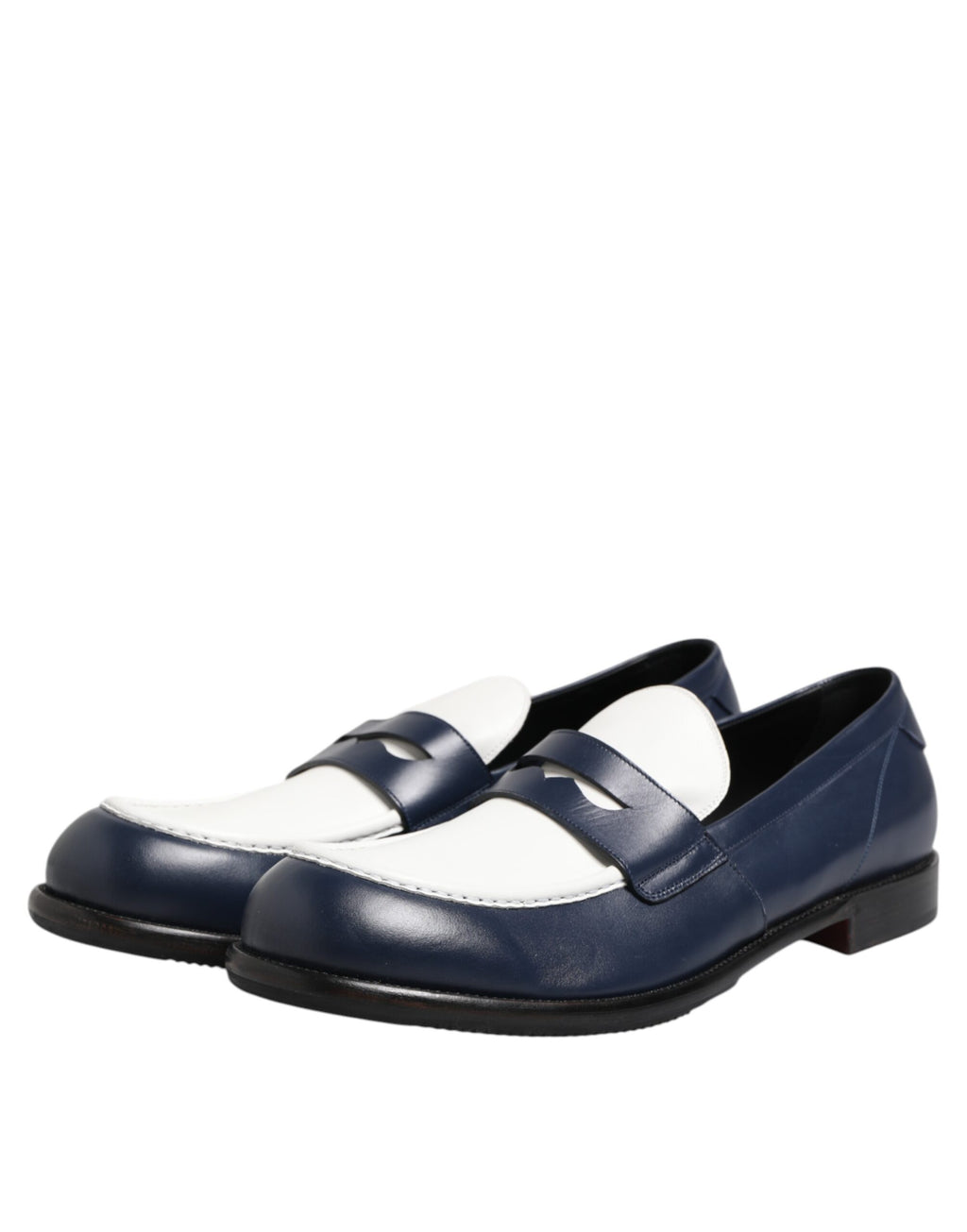 Svarta Vita Läder Slip On Loafers Herrskor