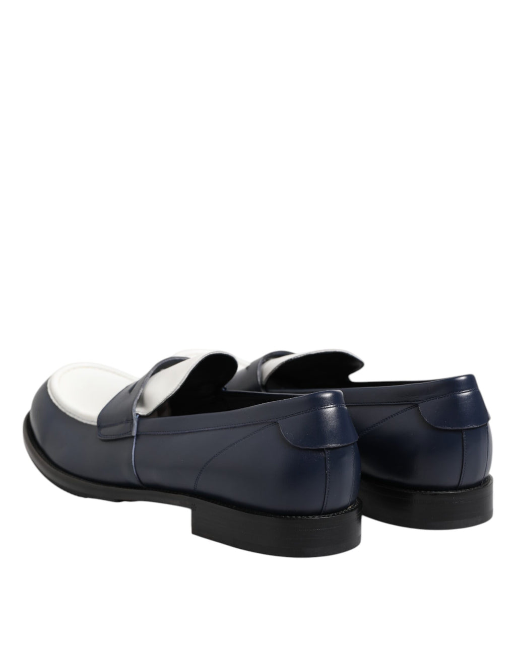 Svarta Vita Läder Slip On Loafers Herrskor
