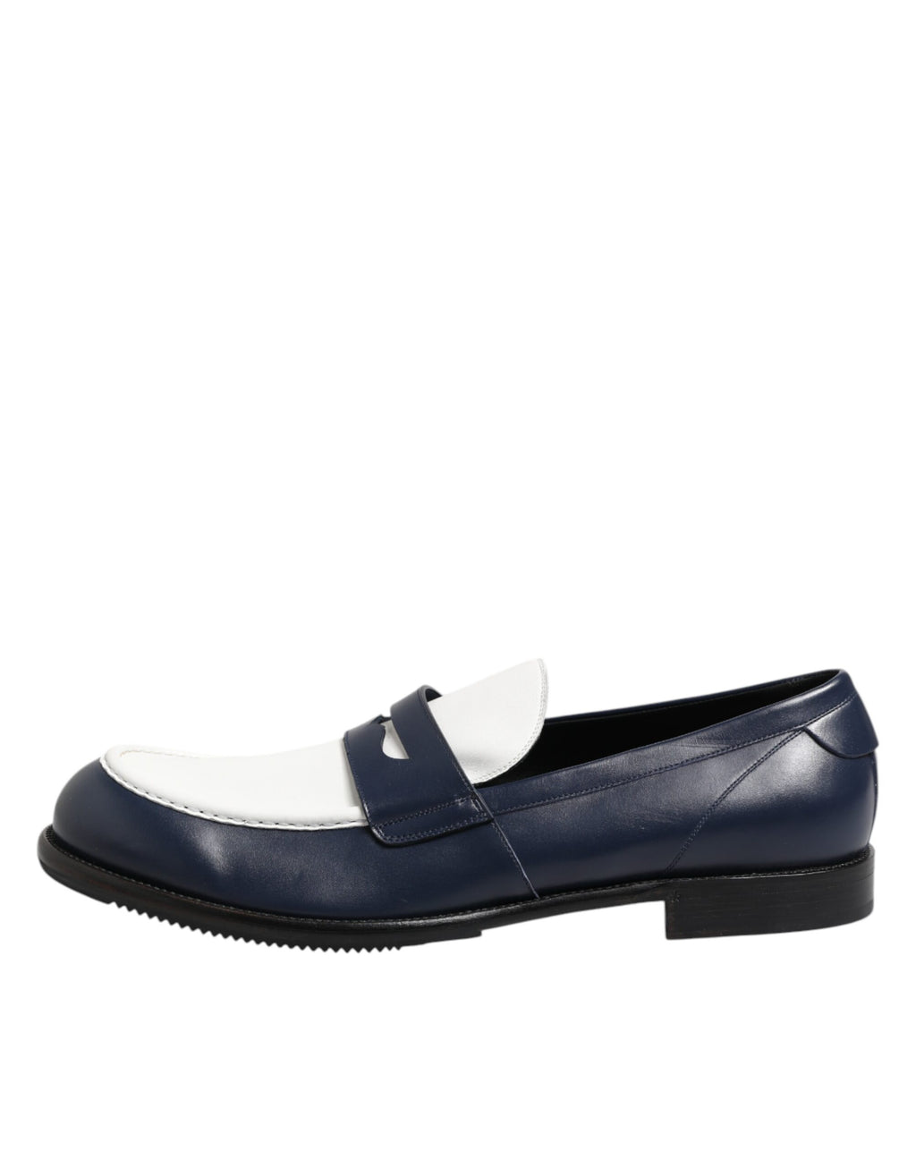 Svarta Vita Läder Slip On Loafers Herrskor