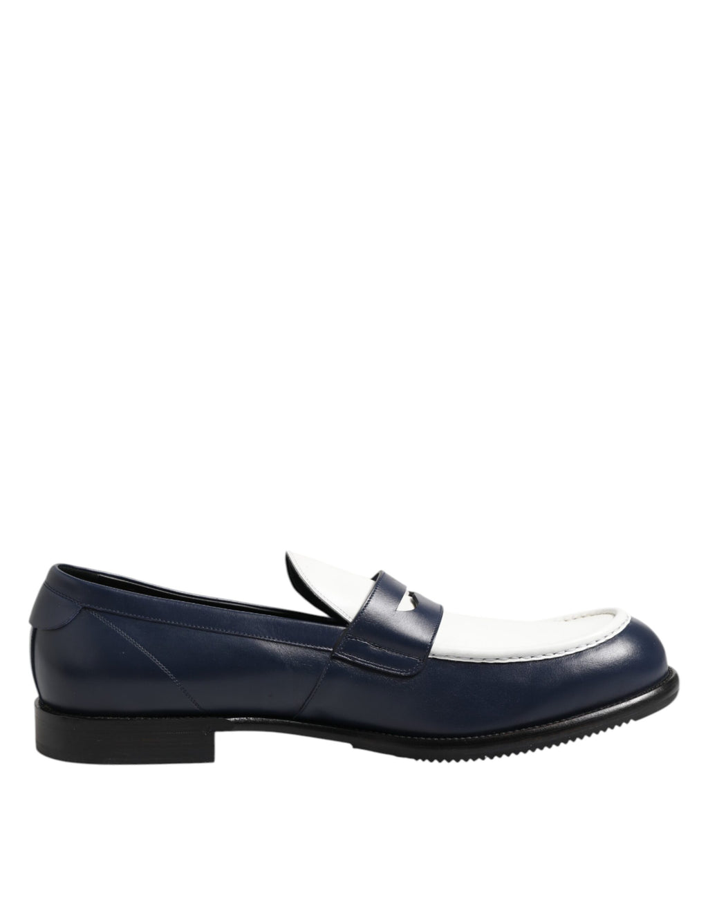 Svarta Vita Läder Slip On Loafers Herrskor
