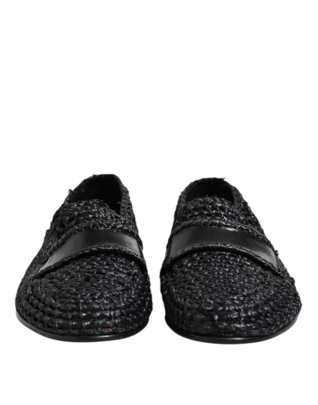 Svarta vävda läder slip-on loafers herrskor