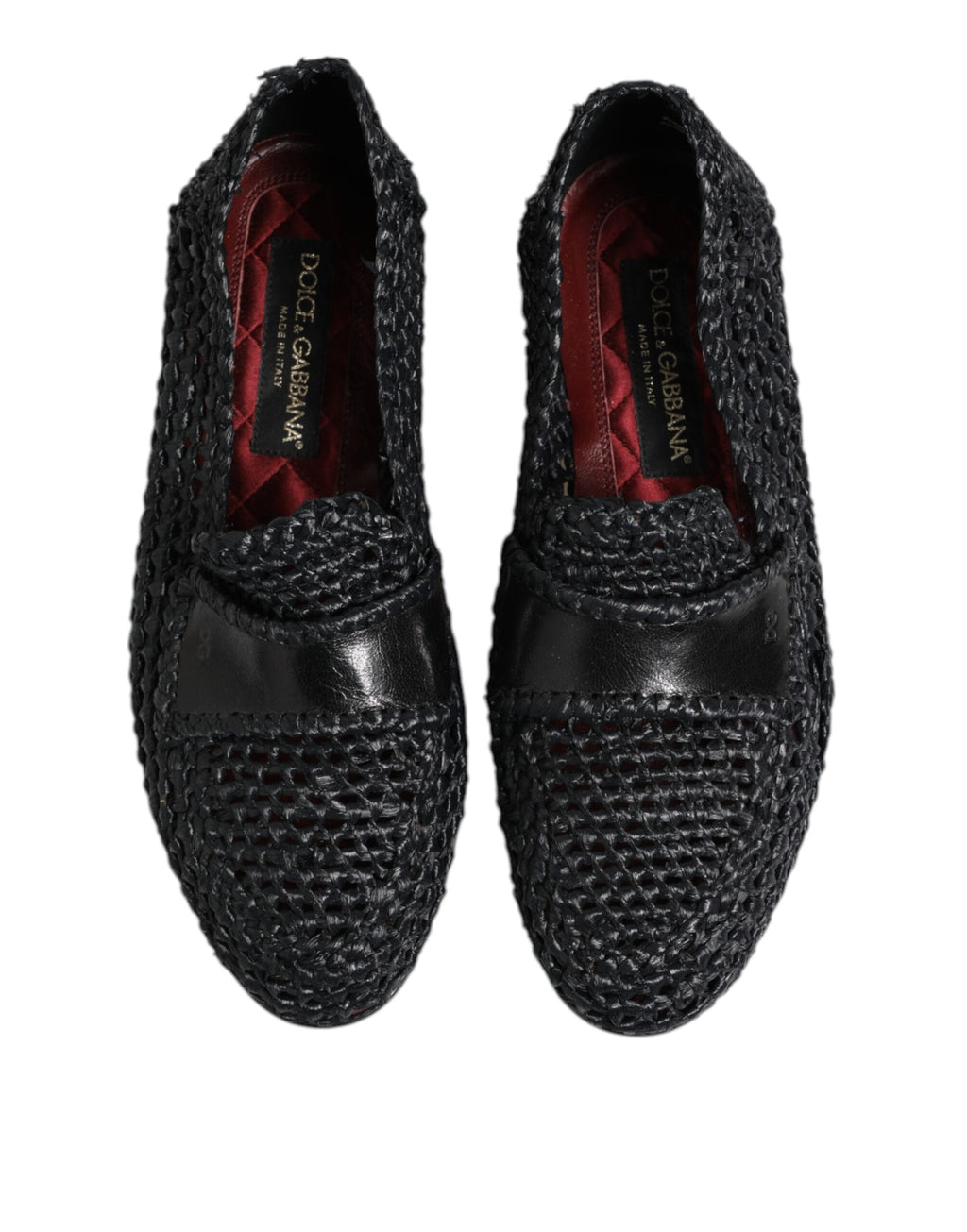 Svarta vävda läder slip-on loafers herrskor