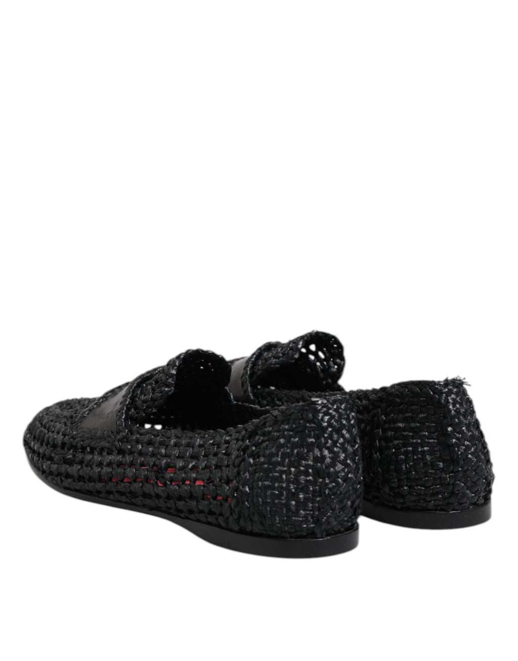 Svarta vävda läder slip-on loafers herrskor