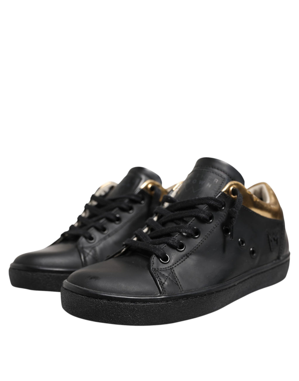 Svarta Guld Snörade Låga Damsneakers