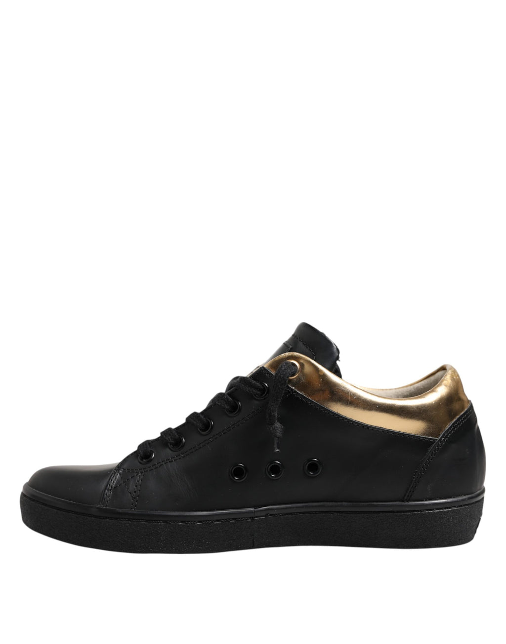 Svarta Guld Snörade Låga Damsneakers
