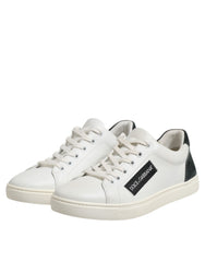 Dolce & Gabbana White Black Leather Lace Up Men Sneakers Shoes