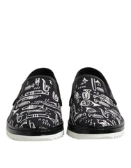 Dolce & Gabbana Black Slip On Printed Men Loafers Shoes