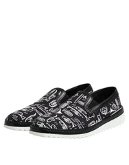 Dolce & Gabbana Black Slip On Printed Men Loafers Shoes