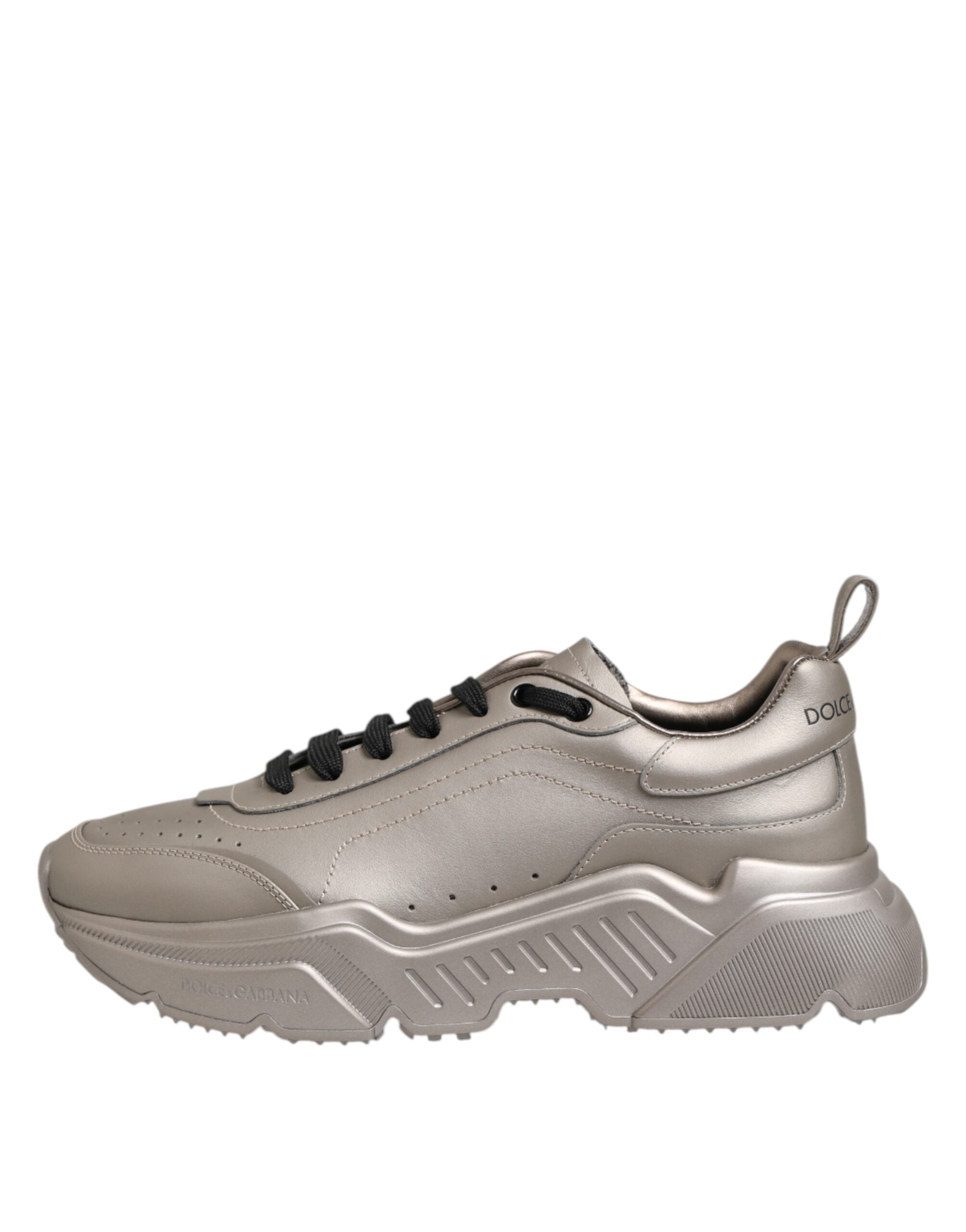 Dolce & Gabbana Silver DAYMASTER Leather Men Sneakers Shoes