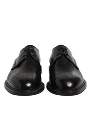 Dolce & Gabbana Black Leather Derby Wingtip Formal Shoes