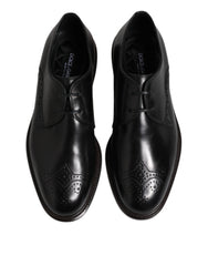 Dolce & Gabbana Black Leather Derby Wingtip Formal Shoes