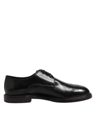 Dolce & Gabbana Black Leather Derby Wingtip Formal Shoes
