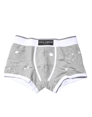 Dolce & Gabbana Gray Cotton Stretch Regular Boxer Underwear