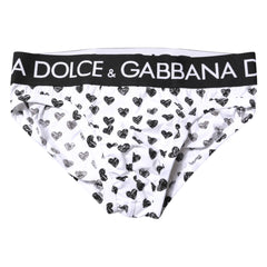 Dolce & Gabbana White Heart Printed Regular Brief Underwear