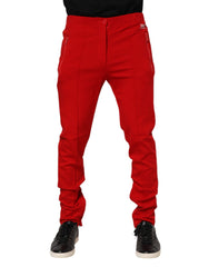 Dolce & Gabbana Red Viscose Logo Jogger Men Sweatpants Pants