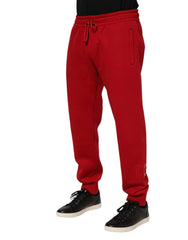 Dolce & Gabbana Red Cotton Logo Jogger Men Sweatpants Pants