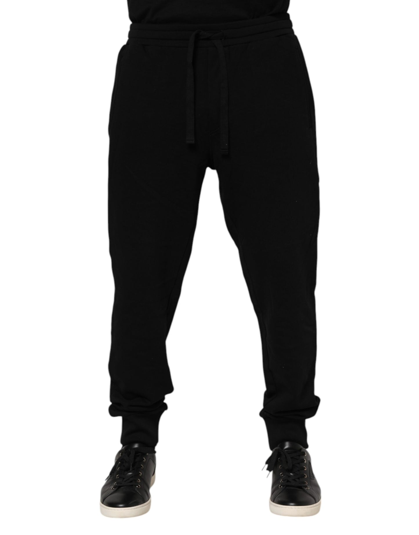 Dolce &amp; Gabbana Svarta Bomulls Crown Jogger Träningsbyxor