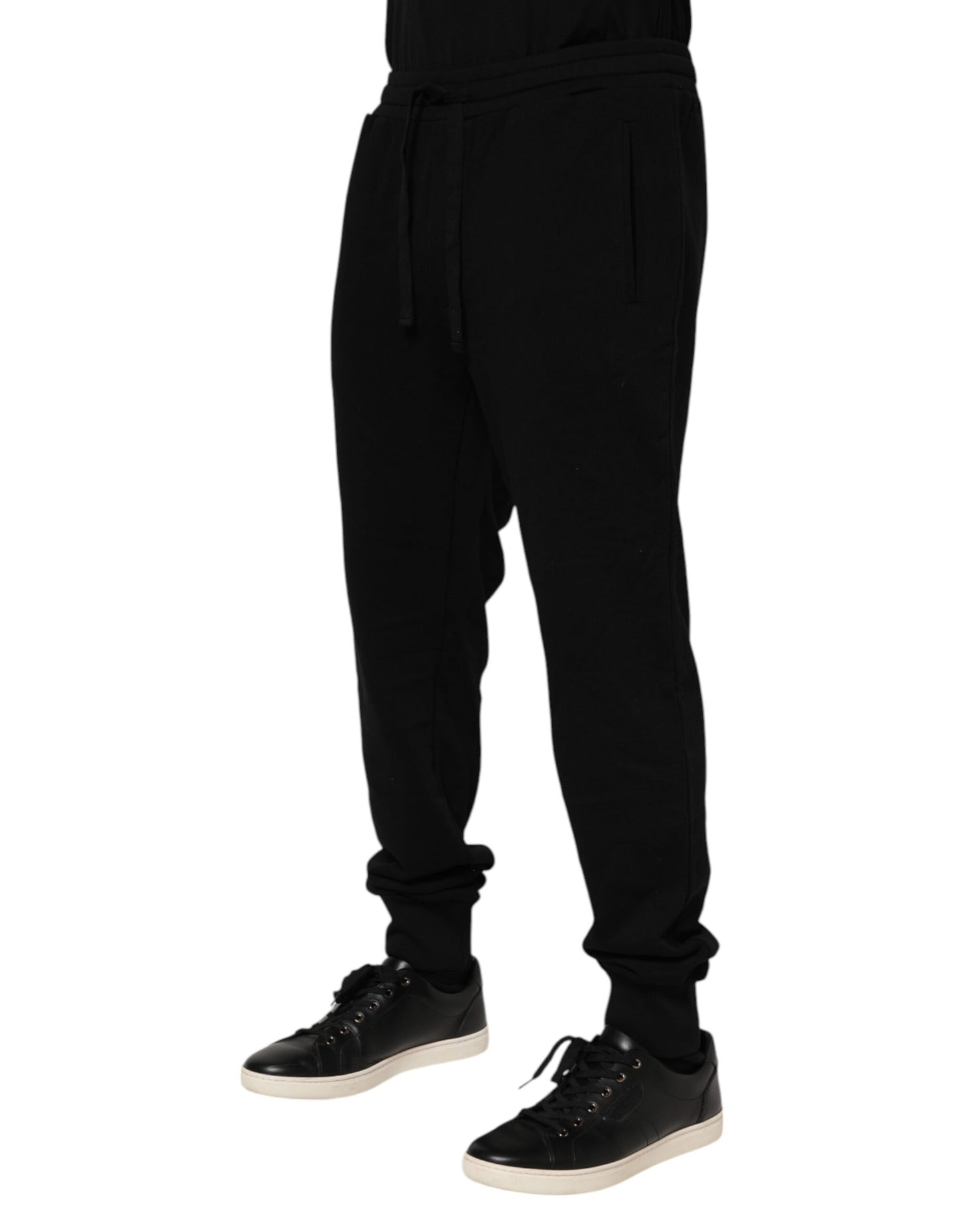 Dolce &amp; Gabbana Svarta Bomulls Crown Jogger Träningsbyxor