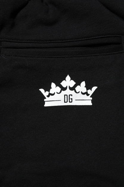 Dolce &amp; Gabbana Svarta Bomulls Crown Jogger Träningsbyxor