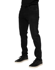 Dolce & Gabbana Black Cotton Logo Plaque Denim Jeans