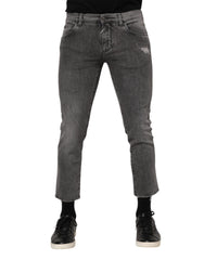 Dolce & Gabbana Gray Cotton Logo Plaque Men Denim Jeans