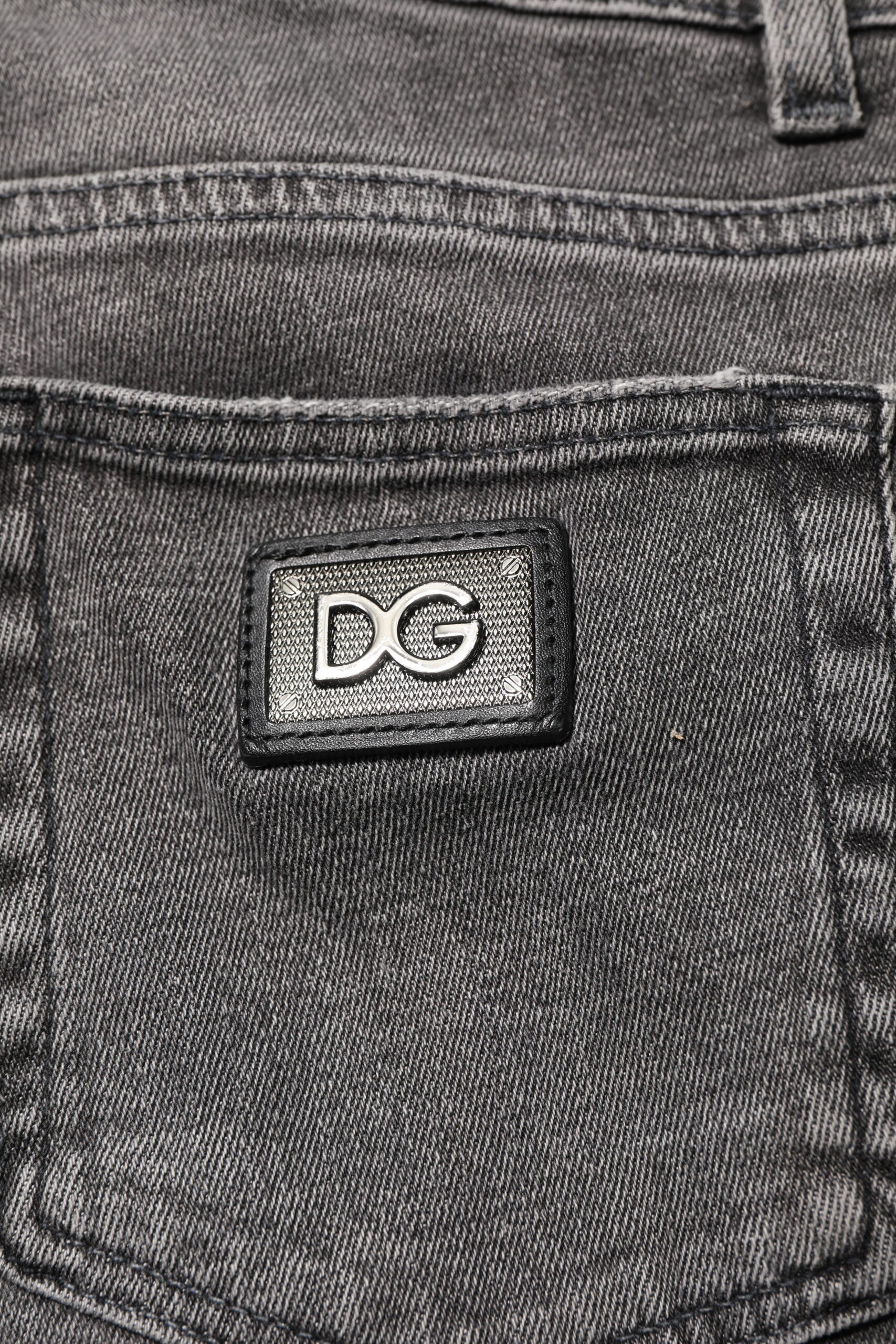 Dolce & Gabbana Gray Cotton Logo Plaque Men Denim Jeans